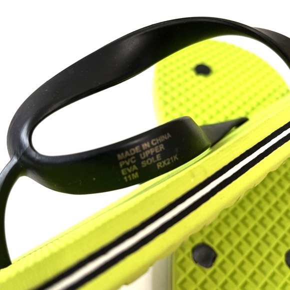 NWOB MICHAEL KORS RX21K Men\'s Flip Flops Lime Green Black Sandals Size 11